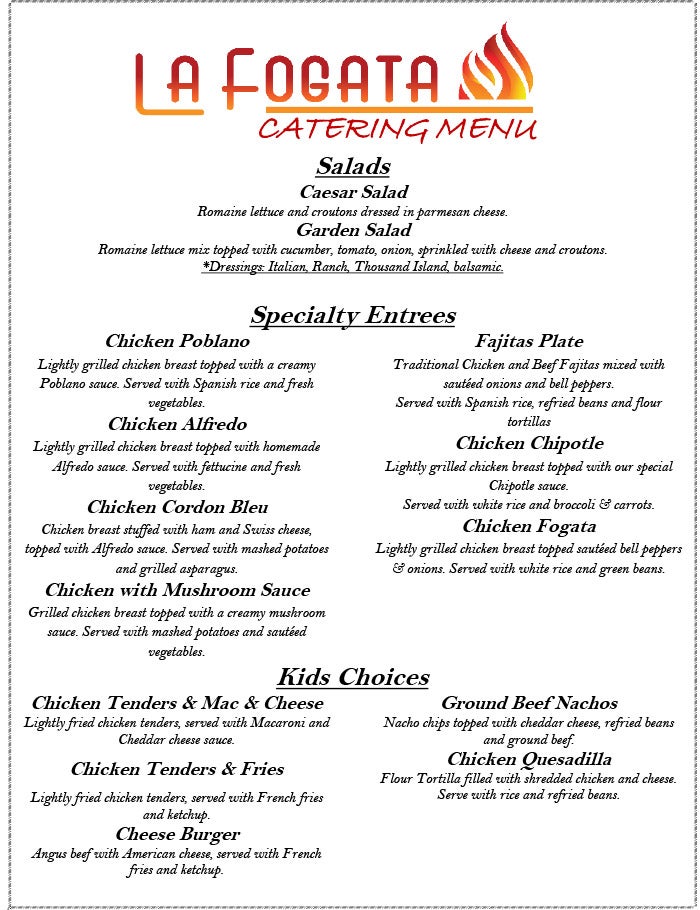 Catering Menu